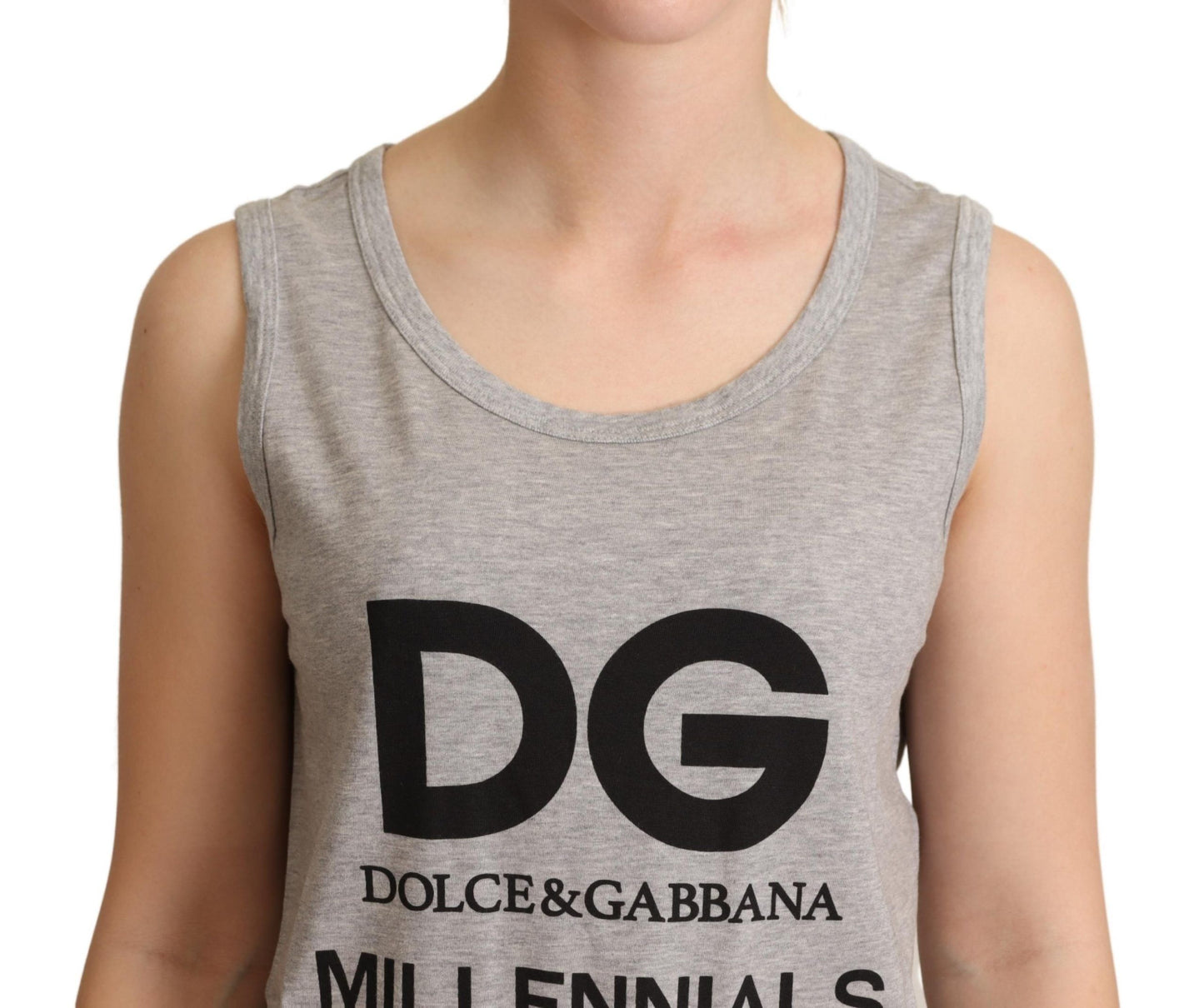 Dolce & Gabbana Chic Gray Sleeveless Logo Tank Top