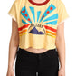 Dolce & Gabbana Chic Yellow Print Cropped Tee with Contrast Trim