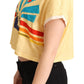 Dolce & Gabbana Chic Yellow Print Cropped Tee with Contrast Trim