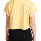 Dolce & Gabbana Chic Yellow Print Cropped Tee with Contrast Trim