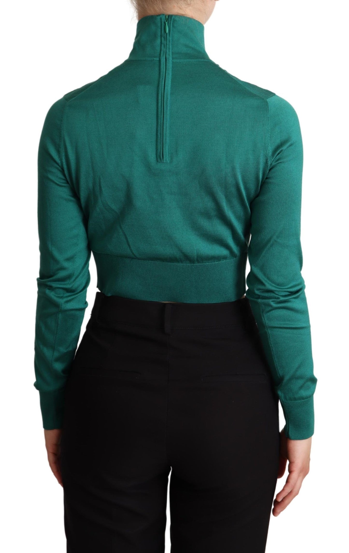 Dolce & Gabbana Elegant Turtleneck Silk Cropped Sweater