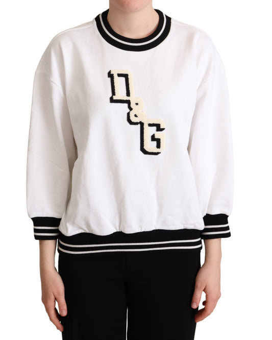 Dolce & Gabbana Elegant White Cotton Crewneck Pullover