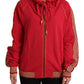 John Galliano Radiant Red Cotton Full Zip Hooded Jacket