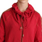 John Galliano Radiant Red Cotton Full Zip Hooded Jacket