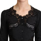 Dolce & Gabbana Elegant Gray Lace-Trim Wool Cardigan