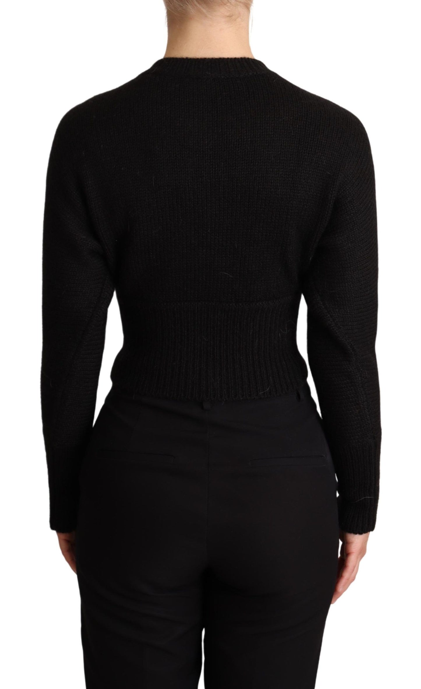 Dolce & Gabbana Black Button Embellished Cardigan Sweater