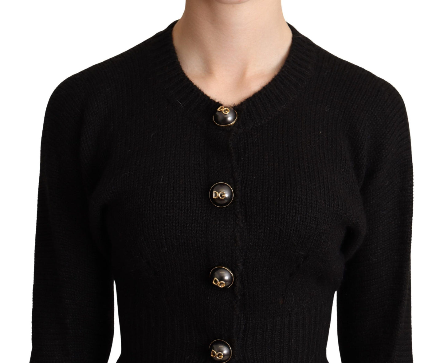 Dolce & Gabbana Black Button Embellished Cardigan Sweater