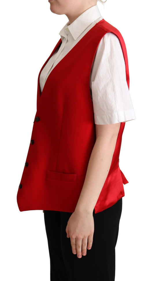 Dolce & Gabbana Elegant Red Virgin Wool Sleeveless Vest