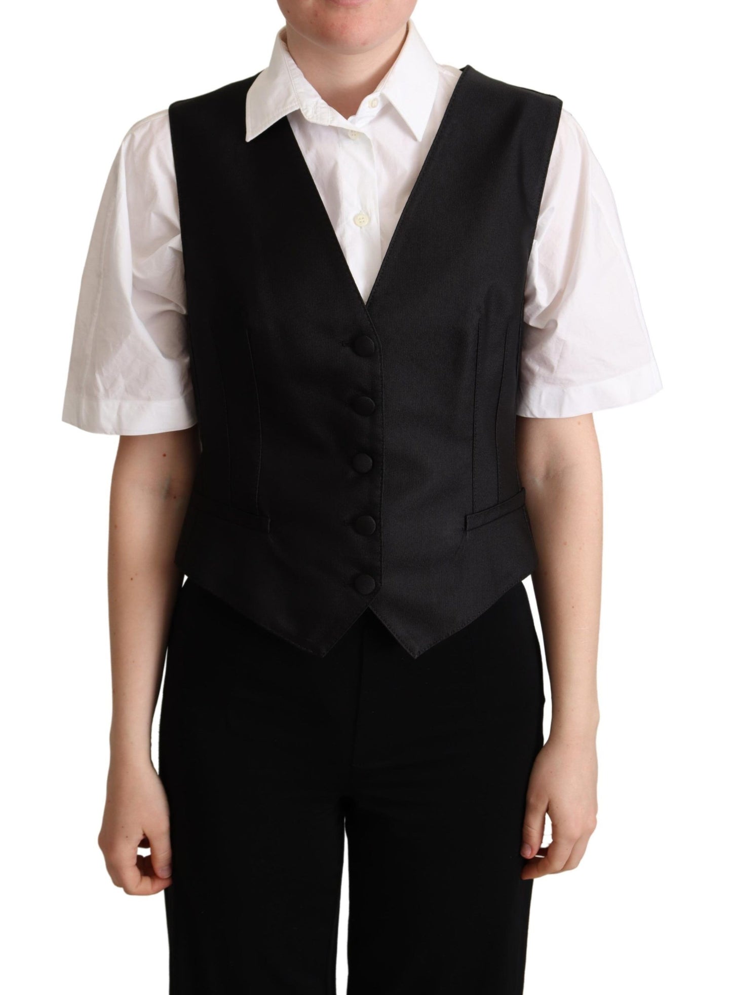 Dolce & Gabbana Elegant Black Silk Blend Waistcoat