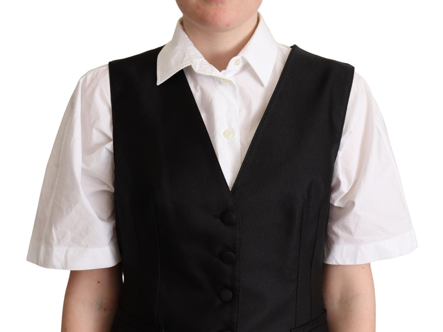 Dolce & Gabbana Elegant Black Silk Blend Waistcoat