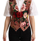 Dolce & Gabbana Pink Floral Print Velvet Sleeveless Vest