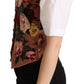 Dolce & Gabbana Pink Floral Print Velvet Sleeveless Vest