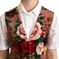 Dolce & Gabbana Pink Floral Print Velvet Sleeveless Vest