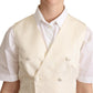 Dolce & Gabbana Beige Silk Blend Sleeveless Vest Luxury Waistcoat