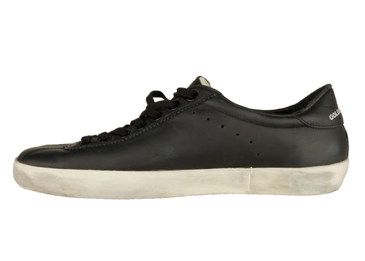 Golden Goose Sleek Black Leather Sneakers with Rubber Sole