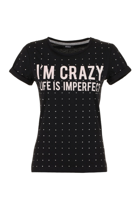 Imperfect "Black Cotton Women T-Shirt"