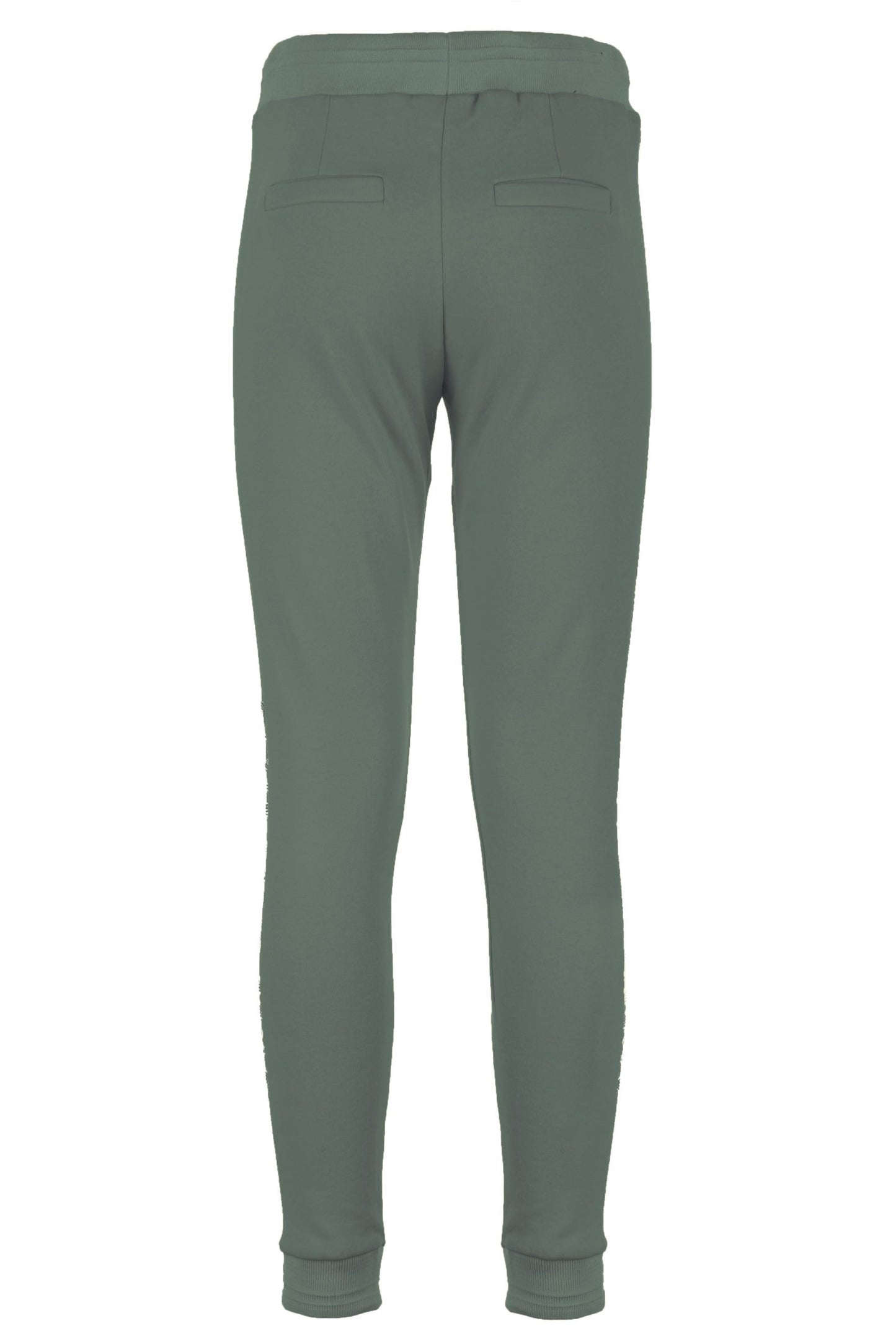 Imperfect Chic Green Stretch Sweatpants with Brass Accent