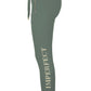 Imperfect Chic Green Stretch Sweatpants with Brass Accent