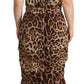 Dolce & Gabbana Silk Blend Leopard Print Midi Dress