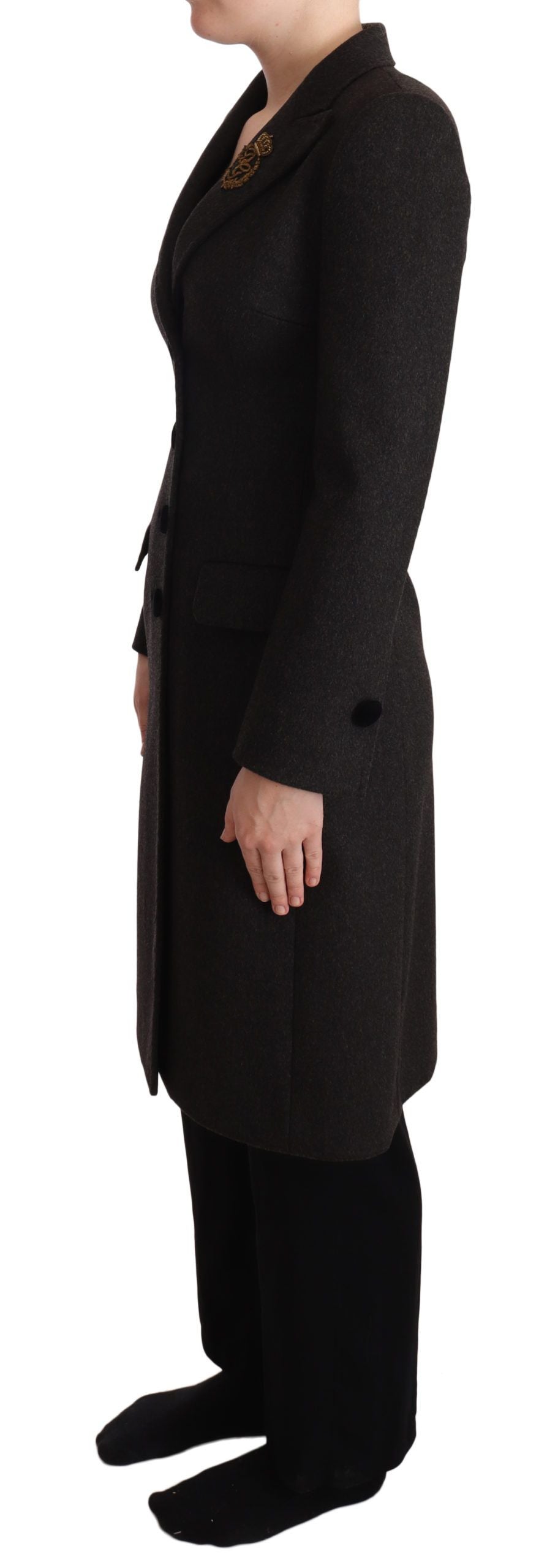 Dolce & Gabbana Elegant Wool-Cashmere Blend Coat in Black Gray