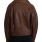 Dolce & Gabbana Chic Brown Leather Biker Jacket