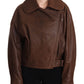 Dolce & Gabbana Chic Brown Leather Biker Jacket