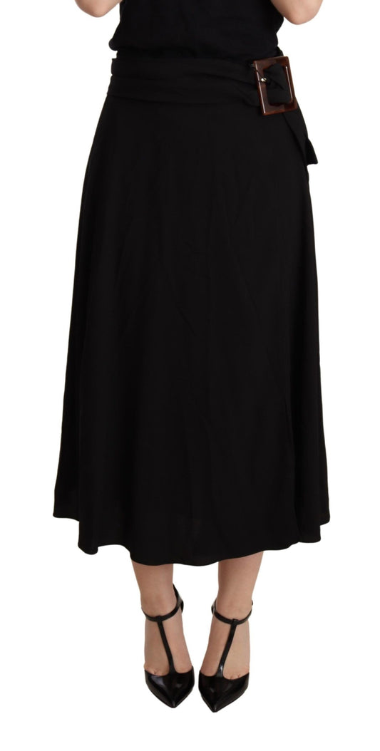 Dolce & Gabbana Black High Waist Pleated Midi Skirt