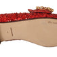 Dolce & Gabbana Sequined Red Flat Loafers with Crystal Gems