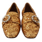 Dolce & Gabbana Elegant Gold Sequin Crystal Flats