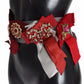 Dolce & Gabbana Crystal-Embellished Red Silk-Cotton Belt