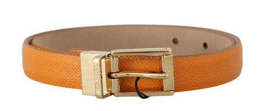 Dolce & Gabbana Elegant Dauphine Leather Waist Belt in Orange