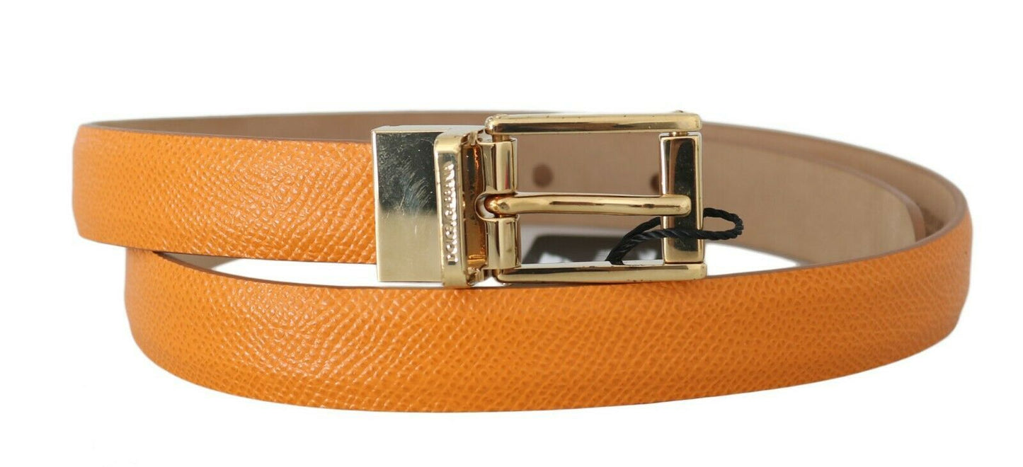 Dolce & Gabbana Elegant Dauphine Leather Waist Belt in Orange