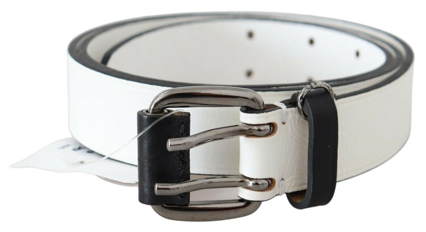 Costume National Chic White Leather Fashion Belt