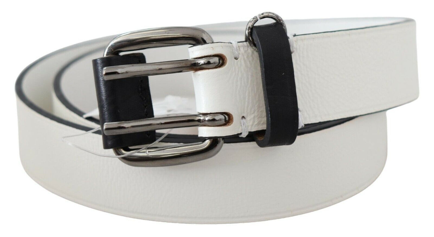 Costume National Chic White Leather Fashion Belt