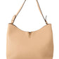 Versace Elegant Nude Grainy Leather Hobo Bag