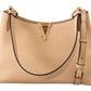 Versace Elegant Nude Grainy Leather Shoulder Bag