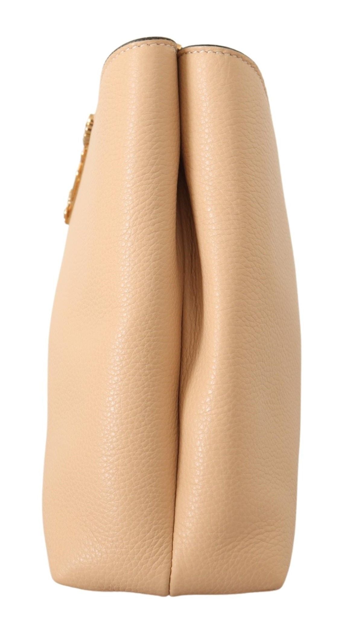 Versace Elegant Nude Grainy Leather Shoulder Bag