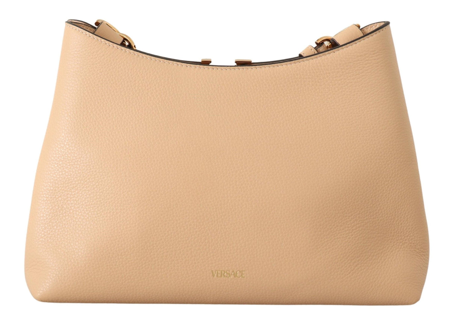 Versace Elegant Nude Grainy Leather Shoulder Bag