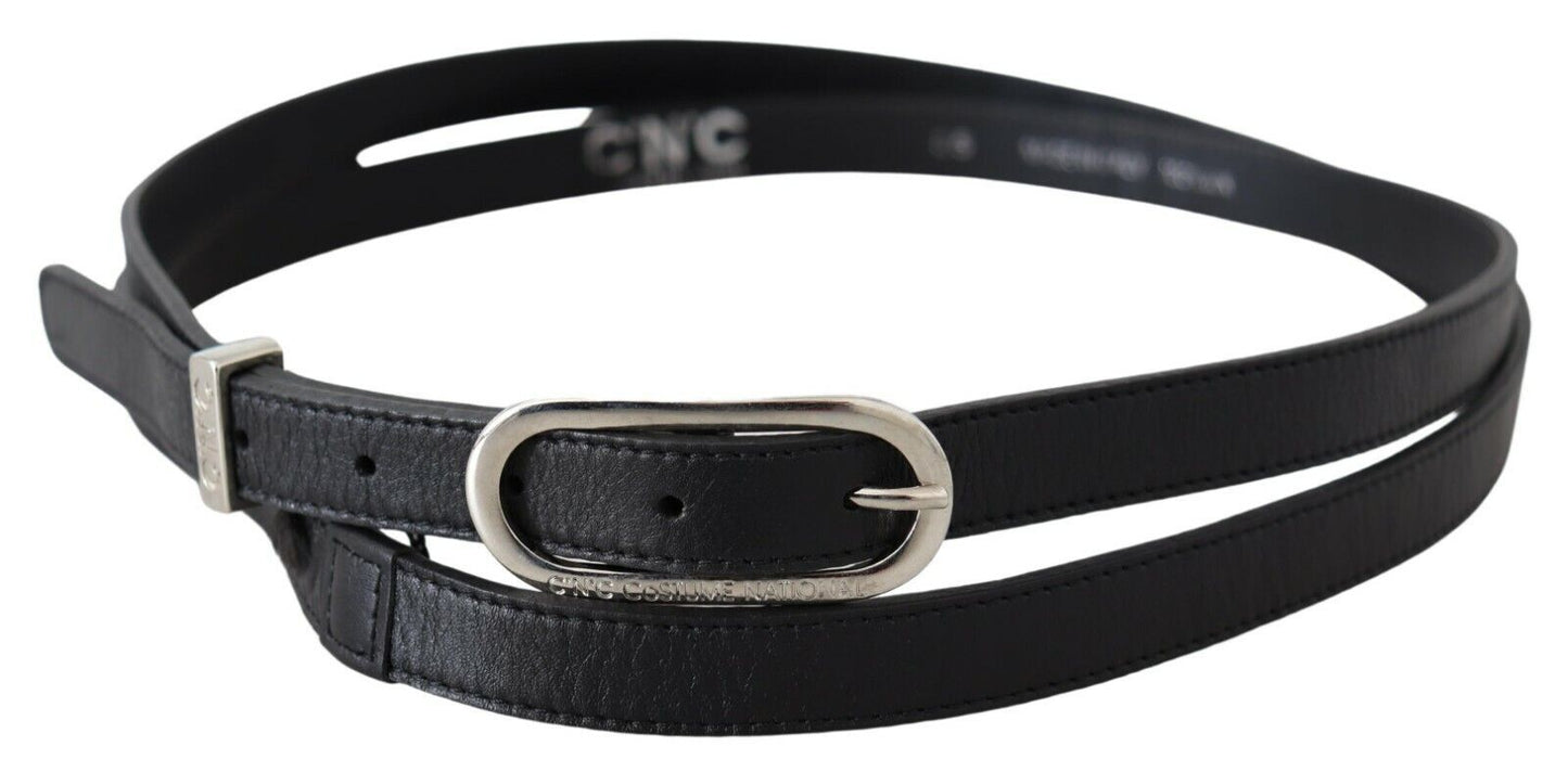 Costume National Elegant Black Leather Adjustable Belt