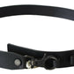 John Galliano Elegant Black Leather Waist Belt