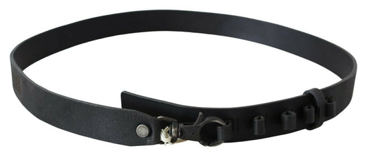 John Galliano Elegant Black Leather Waist Belt