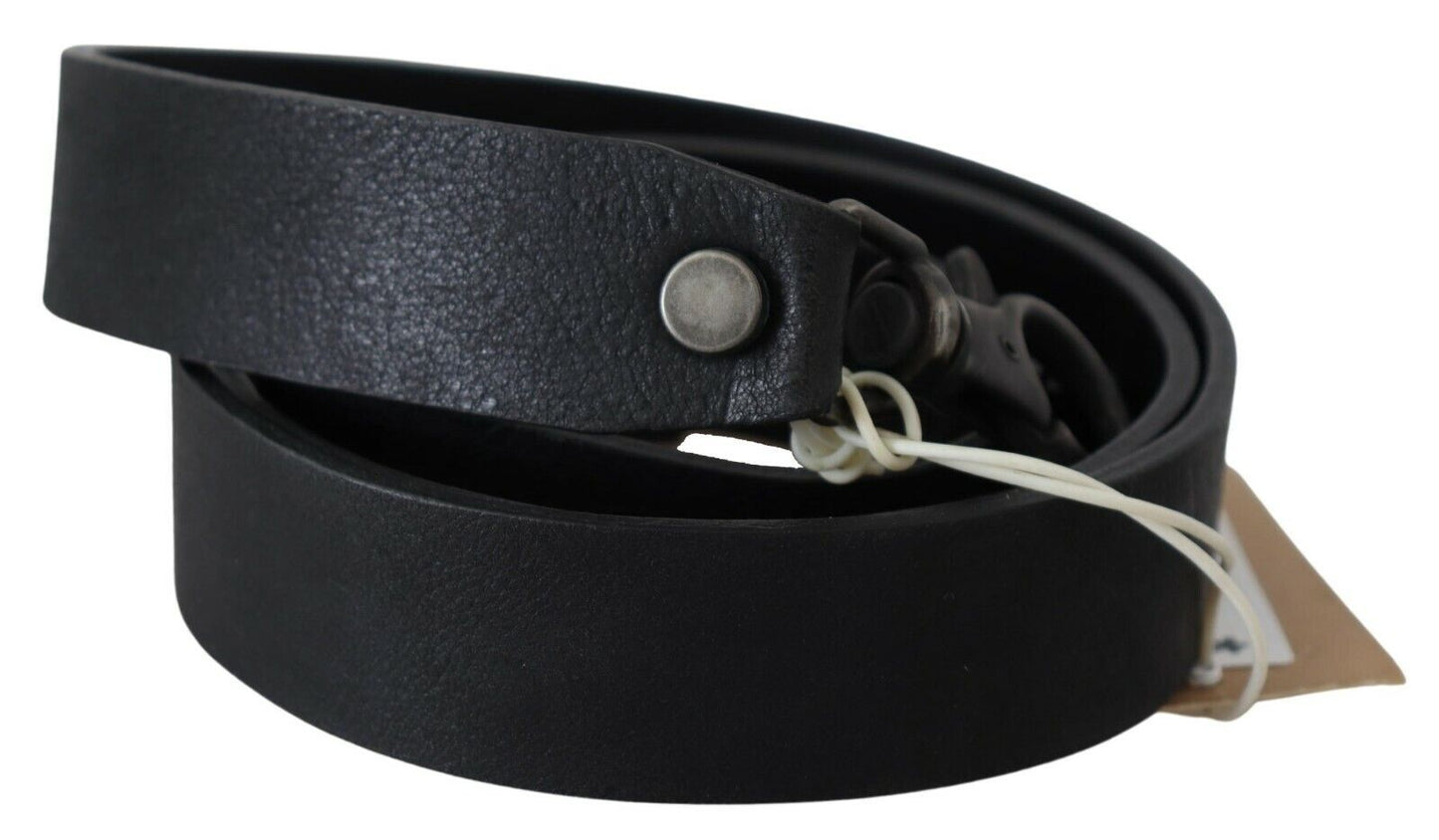 John Galliano Elegant Black Leather Waist Belt