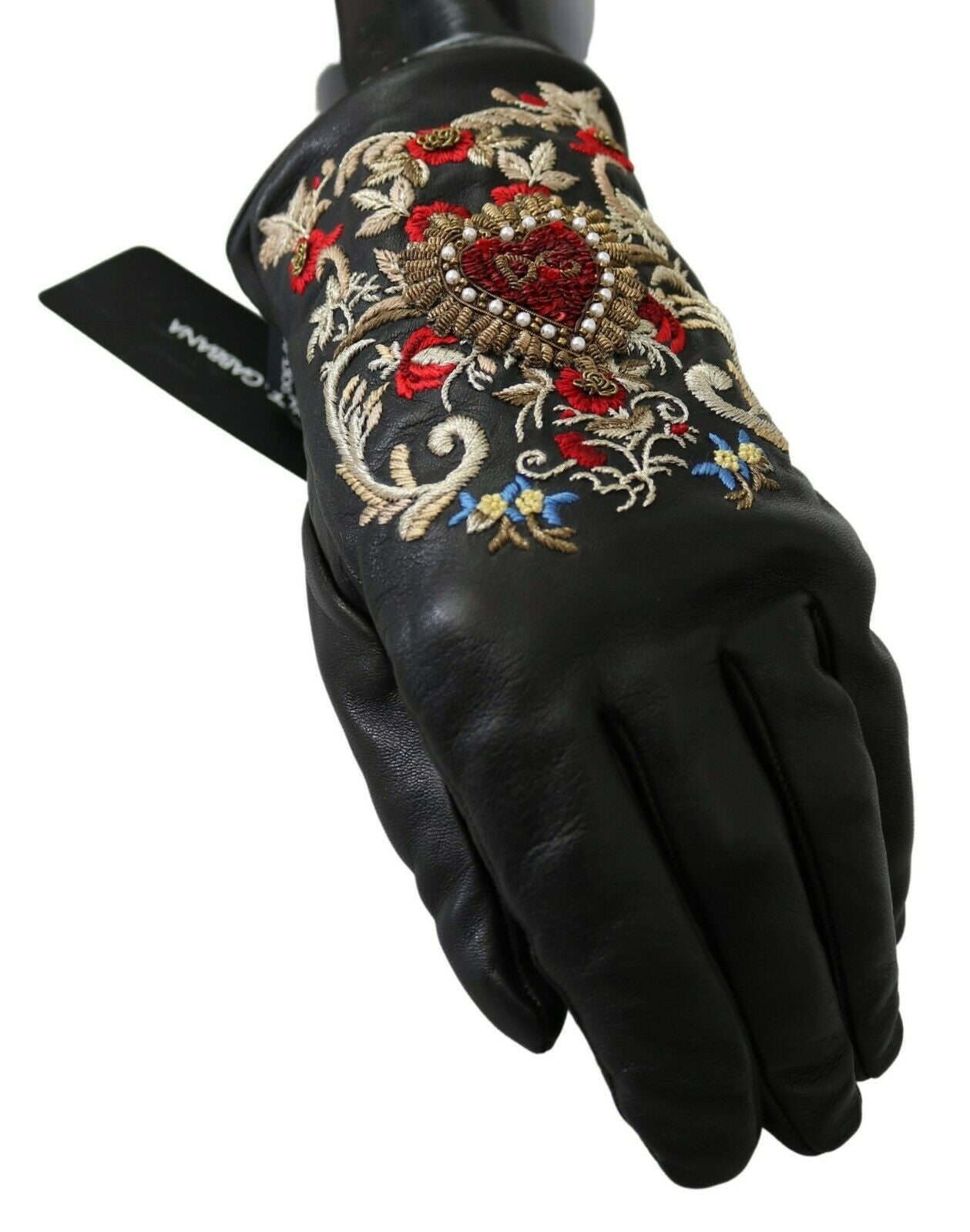 Dolce & Gabbana Elegant Embroidered Leather Gloves