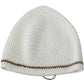 Ermanno Scervino Chic White Beanie with Metal Chain Detail