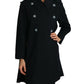 Dolce & Gabbana Elegant Black Double-Breasted Crystal Trench