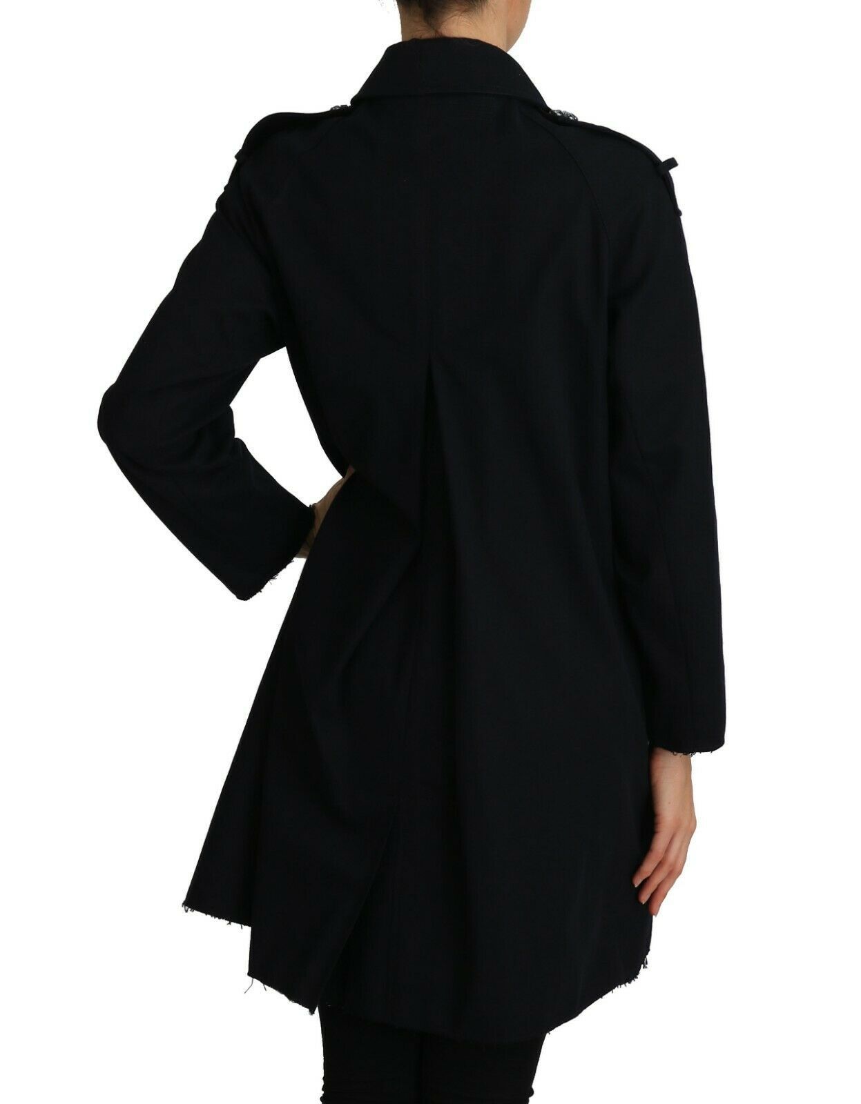 Dolce & Gabbana Elegant Black Double-Breasted Crystal Trench