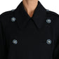 Dolce & Gabbana Elegant Black Double-Breasted Crystal Trench