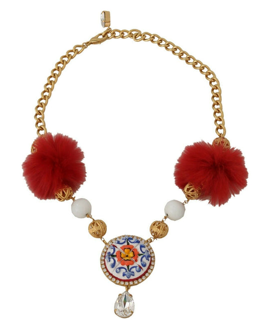 Dolce & Gabbana Golden Majolica Crystal Statement Necklace