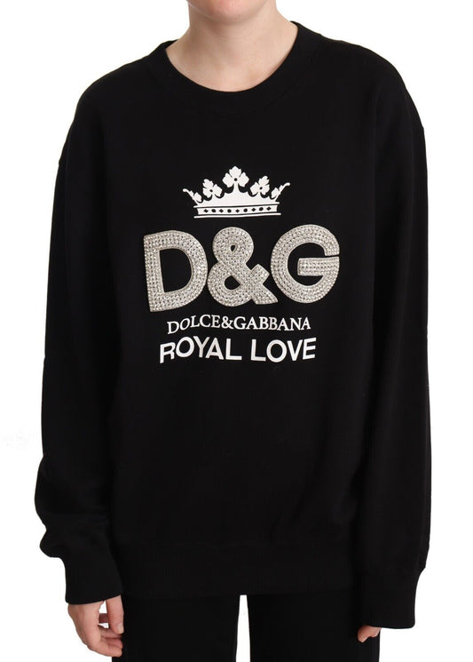 Dolce & Gabbana Elegant Black Crystal Logo Sweatshirt