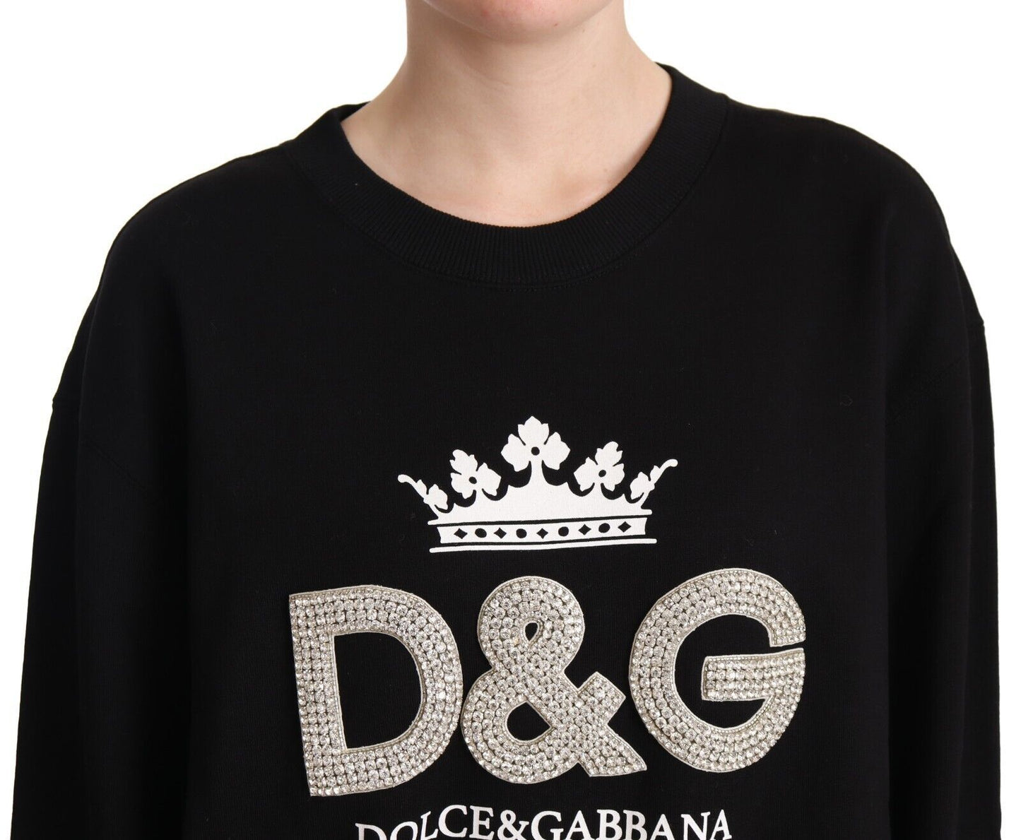 Dolce & Gabbana Elegant Black Crystal Logo Sweatshirt